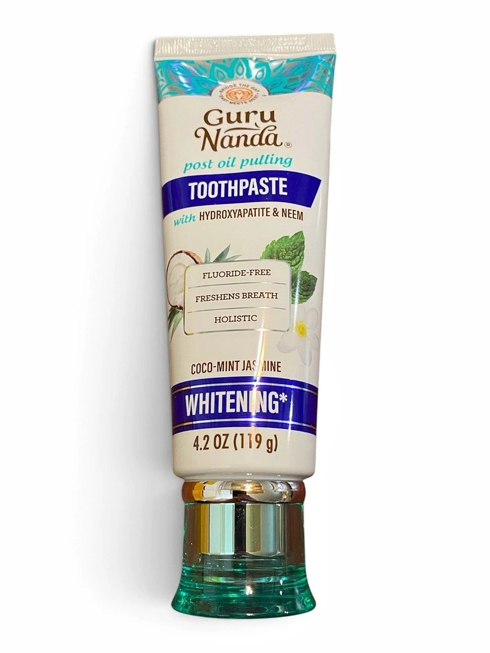 GuruNanda Whitening Toothpaste Fluoride-Free Neem Toothpaste 4.2 oz NWT